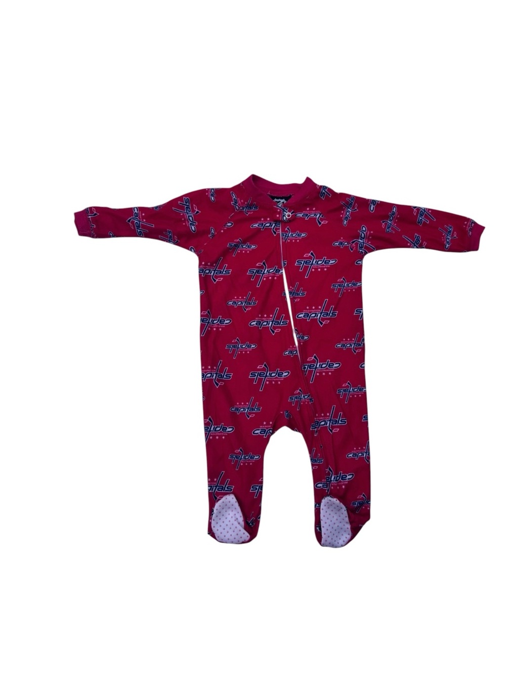 Washington Capitals Branded Red Baby Footed One-Piece Pajamas
